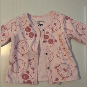 Blue Seven Pink Animal Print Baby Cardigan
